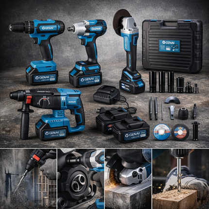 Kit Completo de Herramientas de Perforación, Corte e Impacto MaxFusion + REGALO: Batería Extra y Accesorios Complementarios