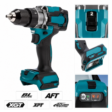 Kit Taladro y Atornillador Profesional 40V Titanium Completo + Maleta, Batería Extra, Base de Carga y Kit de Mechas